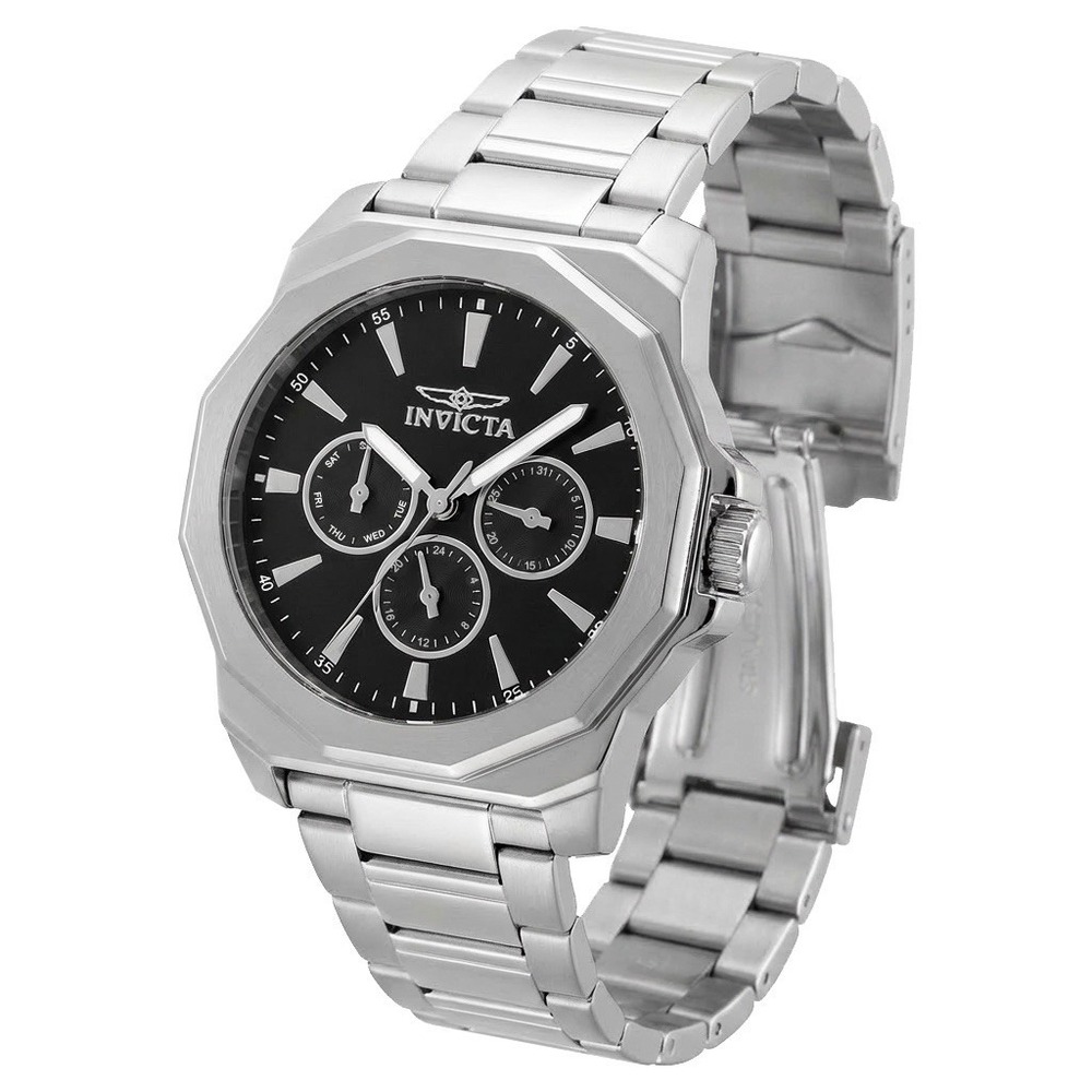 Invicta Men's Watch Speedway Quartz Black Dial Stainless Steel Bracelet 46842